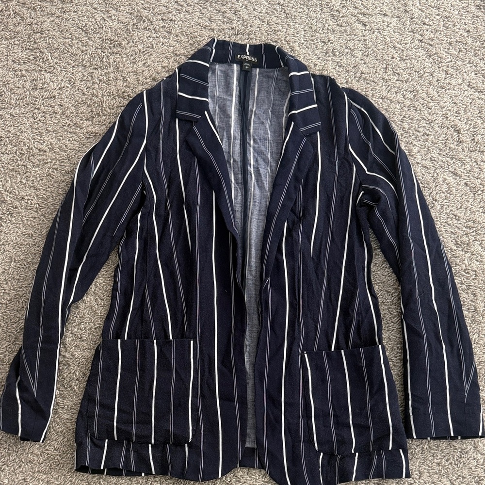 Express Navy Blazer with White Accents